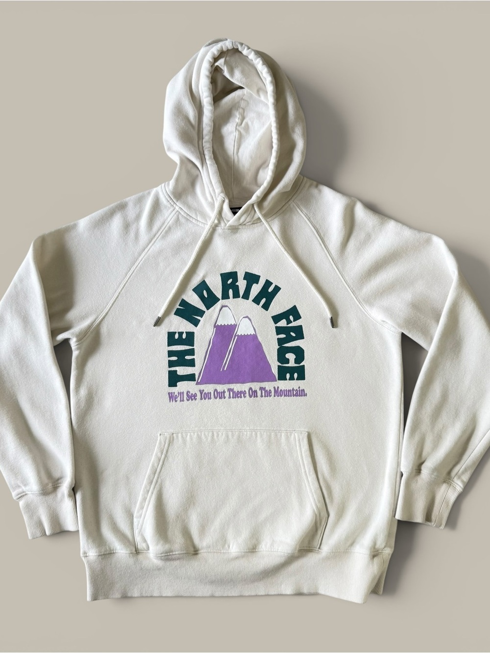 The North Face Mountain Graphic Pullover Hoodie White Sweatshirt Small